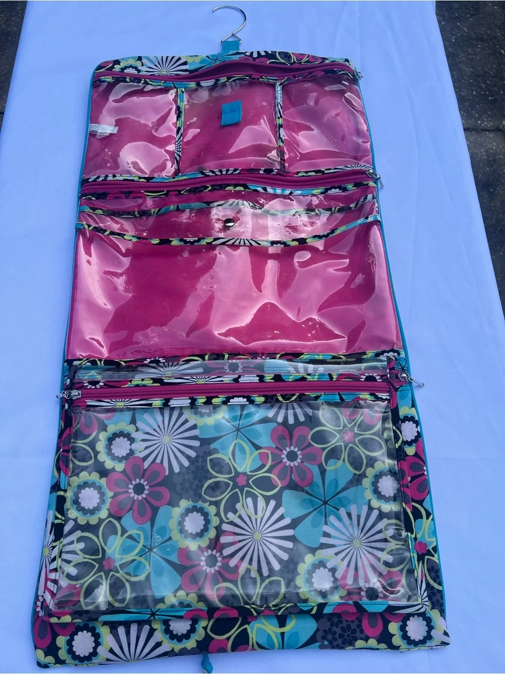 Three Fold Floral Geometric Travel Make up bag